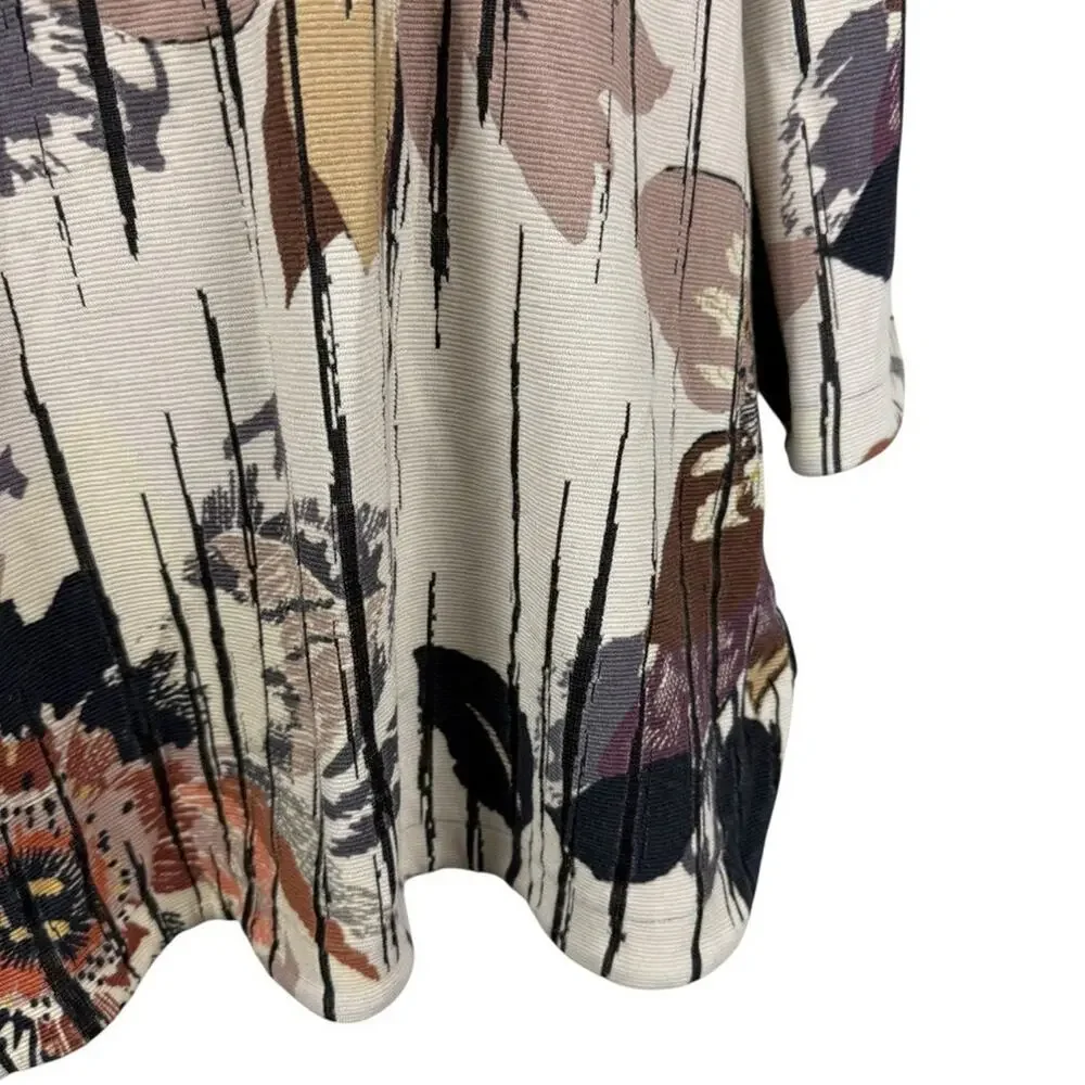 John Mark Womens Floral Long Sleeve Oversized Longline Pullover Sweater sz M